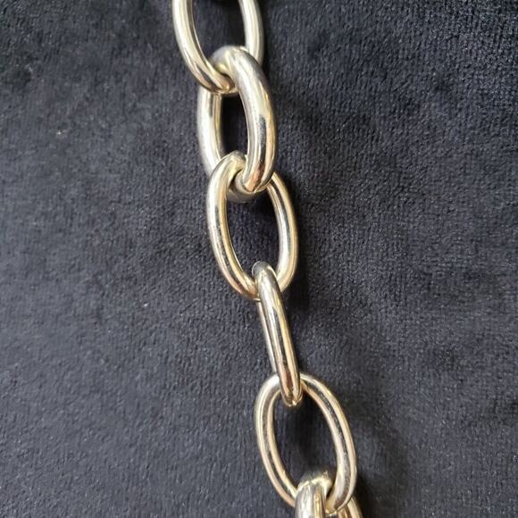 Loft Women Fashion Silver Tone Pave Rhinestone Bold Link Necklace w/ Lobster - Picture 6 of 8